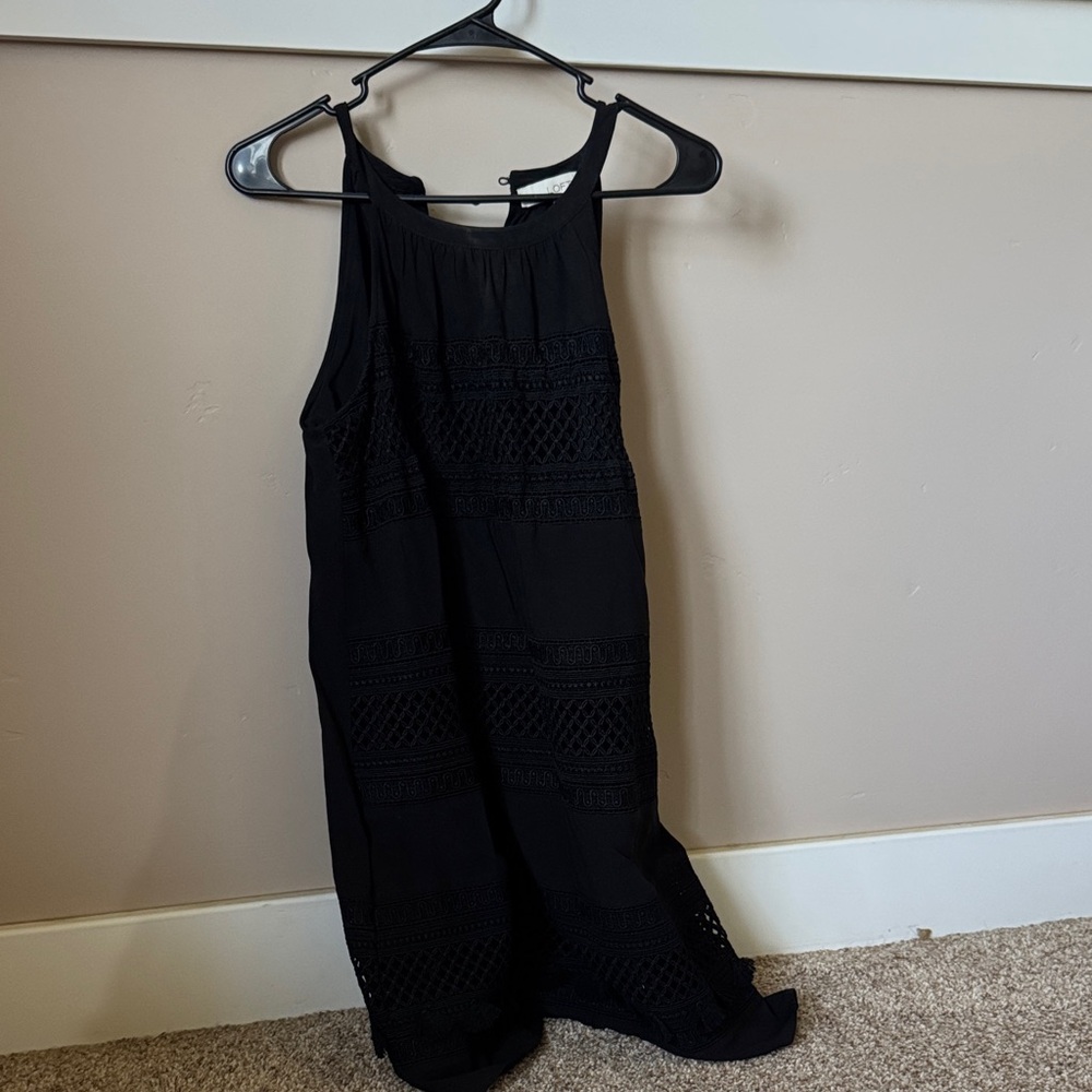 LOFT Black Crochet Detail Jumpsuit